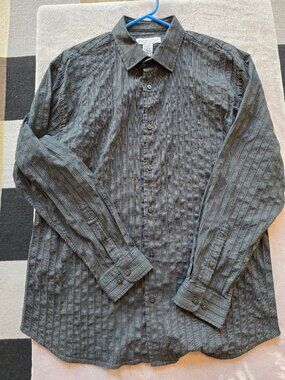Distinction men's black pin dress shirt size Lg. 16.5